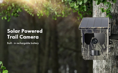 Solar Trail Camera - 30MP/2K Video - Solar Panel Charger -  Infrared Night Vision - Motion Camera