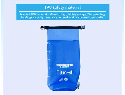 Filterwell 6L Gravity Fed Water Purifying Filter Bag - Water Filtration System - Emergency Survival Camping Water Purifier