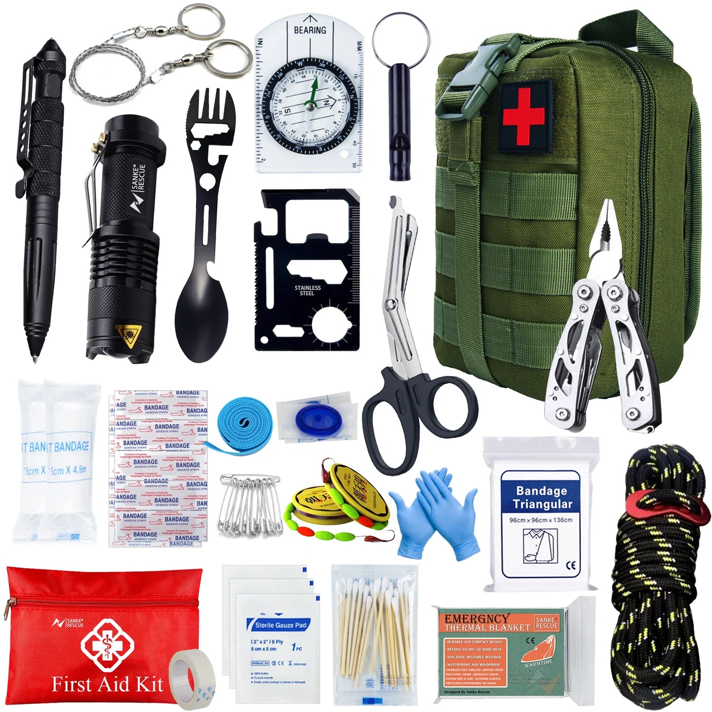 Emergency First Aid Kit With Molle Tactical Bag - Camping, Disaster, Survival, Accident Kit