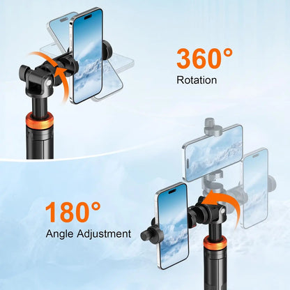 62" Phone Tripod, Tripod for Phone & Selfie Stick with Remote, Extendable Solid Travel Stand