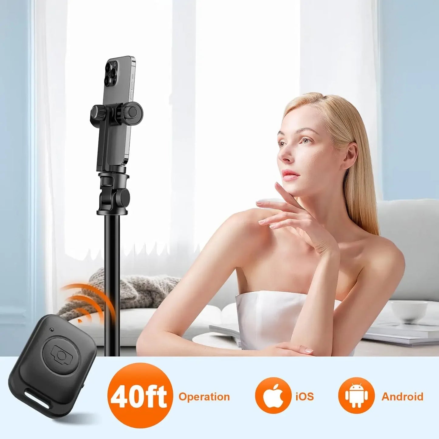 62" Phone Tripod, Tripod for Phone & Selfie Stick with Remote, Extendable Solid Travel Stand