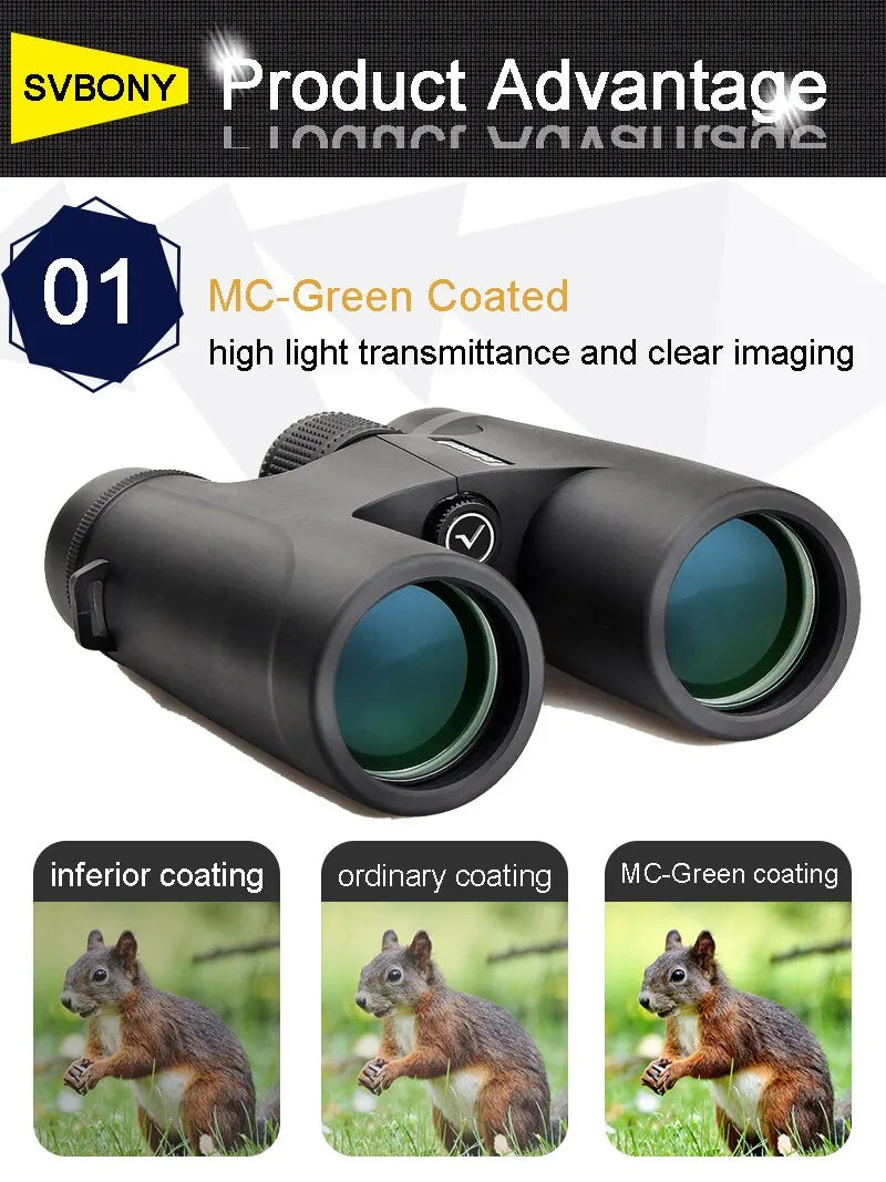 Svbony F9333A/F9333B 10X42/8X32 Binoculars - Powerful HD Lens Coatings, Long Range