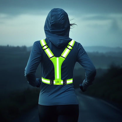 LED Illuminated Reflective Vest - High Visibility Straps - Rechargeable