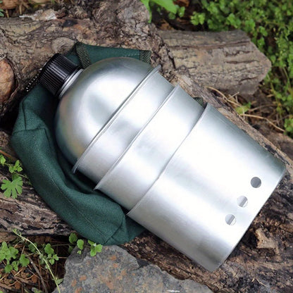 4pcs Military Canteen Cookware Set - Aluminum Multi-Functional Water Bottle/Pot/Stove & Case
