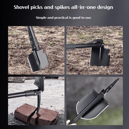 New Survival/Backpacking Folding Shovel & Pick - Steel Folding Spade with Serrated Edge & Carry Bag