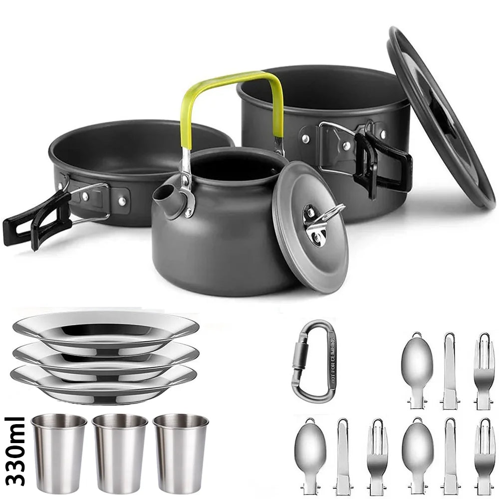 Camping Cooking Accessories Sets - Compact Nesting Camp Cookware - Lightweight Travel Tableware - Outdoor Picnic Set