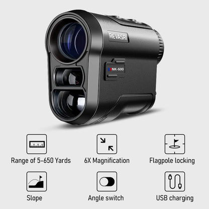 REVASRI 1000m/600m Golf Rangefinder with Slope and Flag Pole Lock Vibration - External Slope Switch - Rechargeable - Golf Tournament Legal