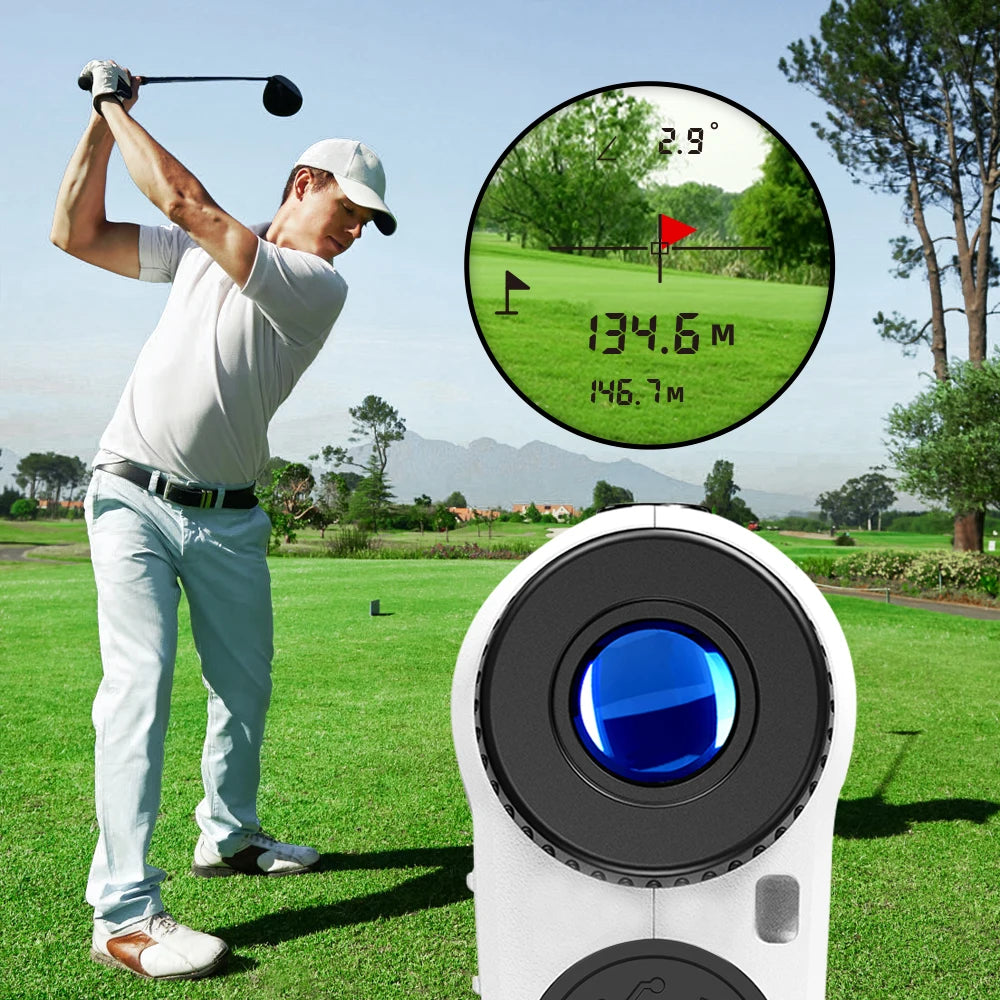 REVASRI 1000m/600m Golf Rangefinder with Slope and Flag Pole Lock Vibration - External Slope Switch - Rechargeable - Golf Tournament Legal