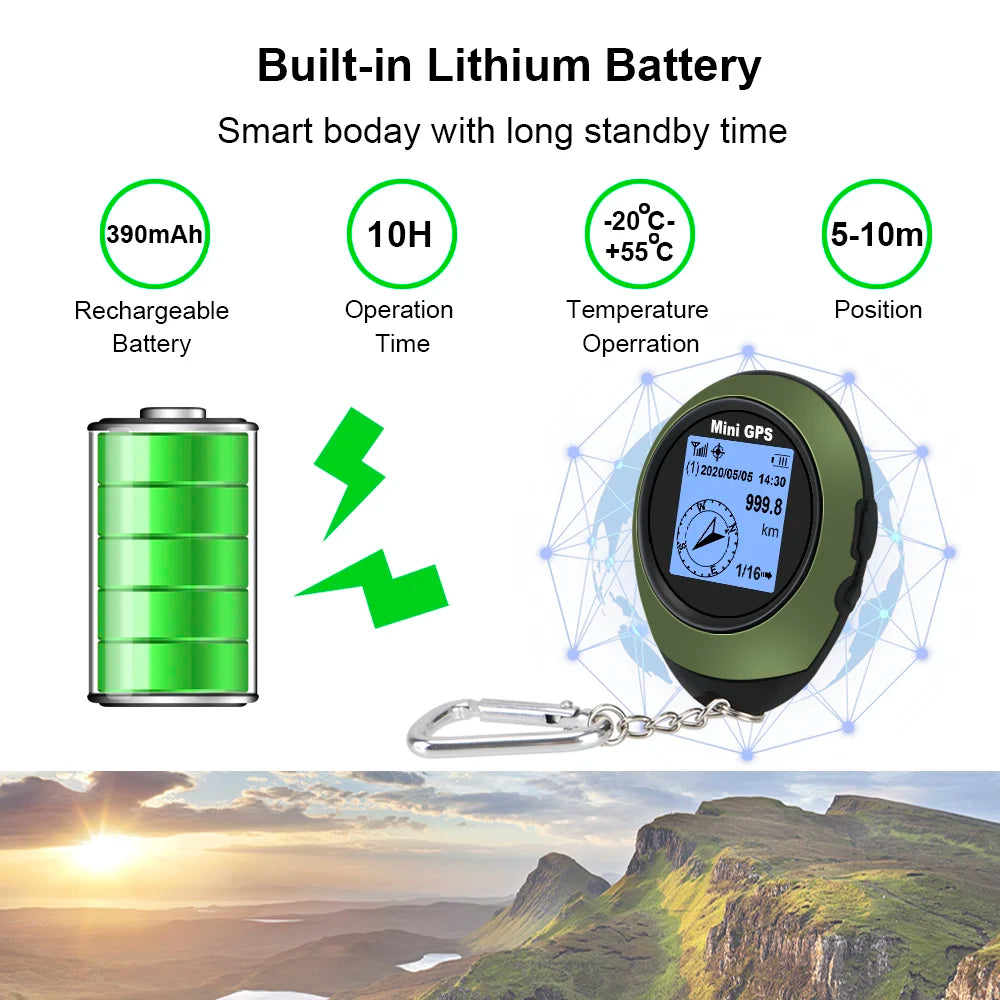 High-Precision Satellite Mini Handheld GPS - Coordinates, Compass, Altitude