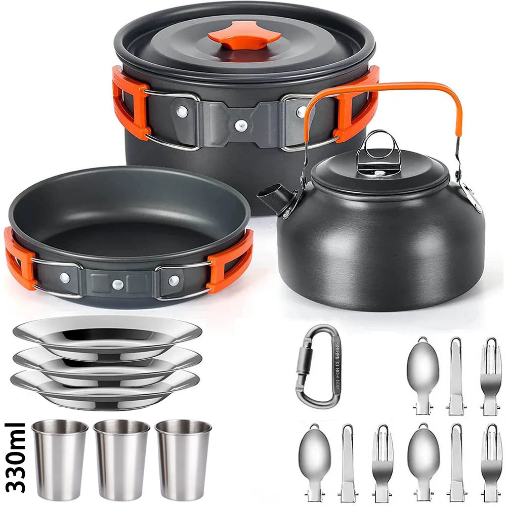 Camping Cooking Accessories Sets - Compact Nesting Camp Cookware - Lightweight Travel Tableware - Outdoor Picnic Set