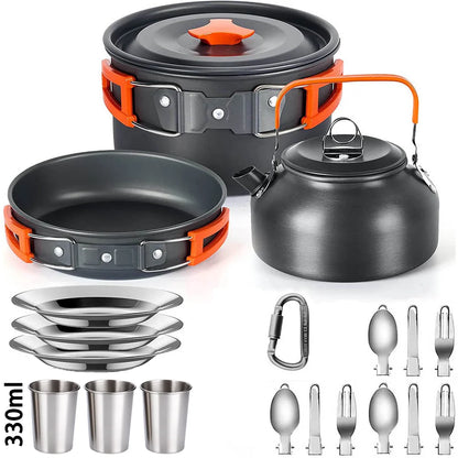 Camping Cooking Accessories Sets - Compact Nesting Camp Cookware - Lightweight Travel Tableware - Outdoor Picnic Set