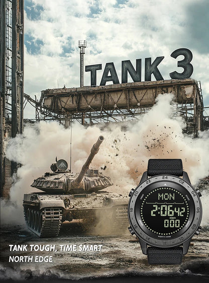 NORTH EDGE TANK 3 Smartwatch - Pedometer, Compass, Waterproof 50M