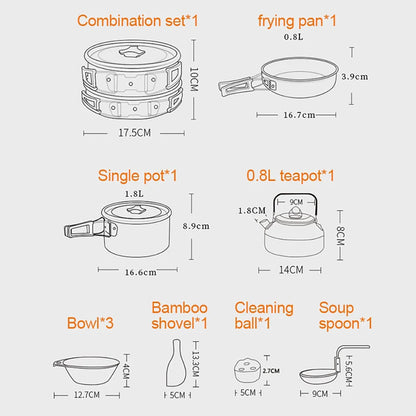 Camping Cooking Accessories Sets - Compact Nesting Camp Cookware - Lightweight Travel Tableware - Outdoor Picnic Set