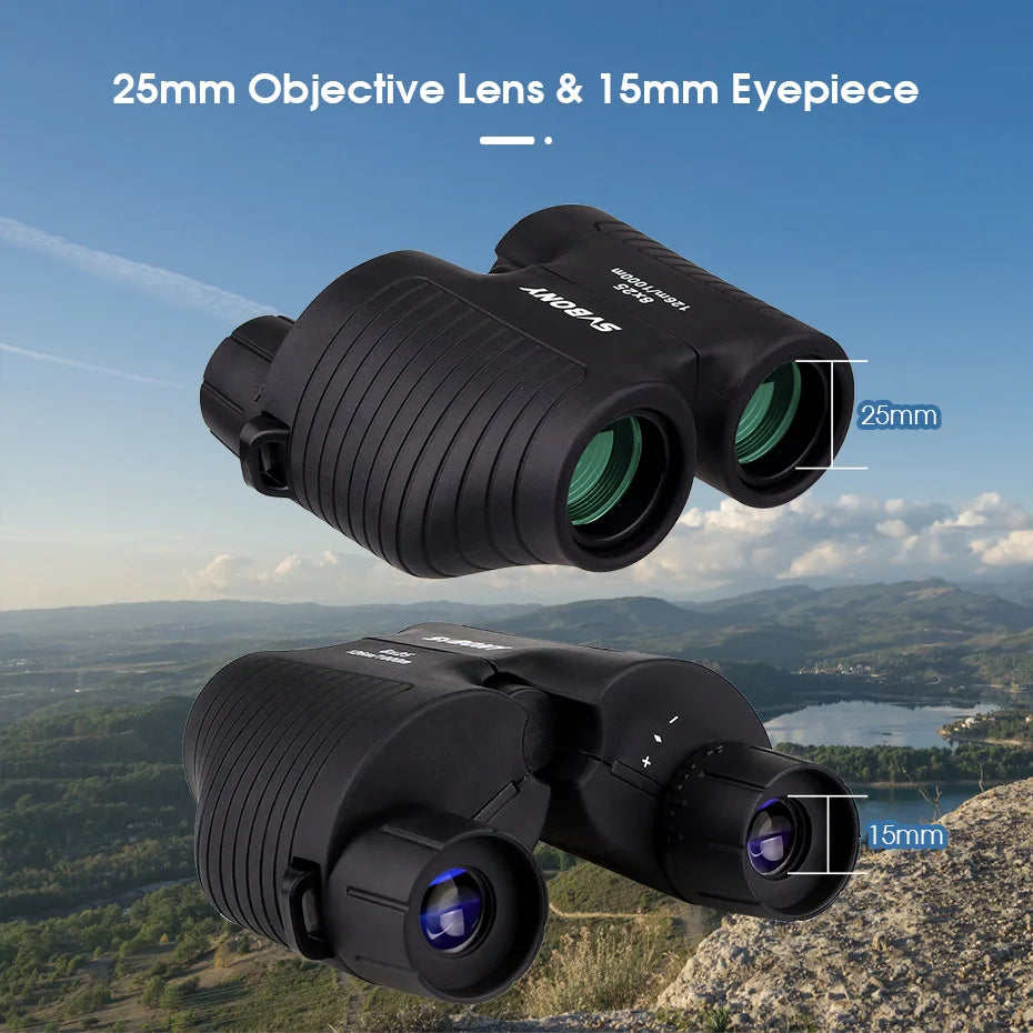 SVBONY SV10/SV10S 8x25 Compact Binoculars - Fixed Focus, Multi-coated Porro Prism Lenses