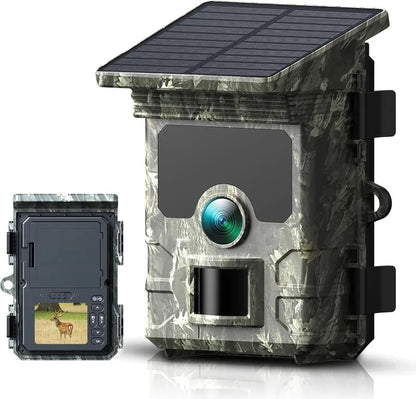 Solar Trail Camera - 30MP/2K Video - Solar Panel Charger -  Infrared Night Vision - Motion Camera