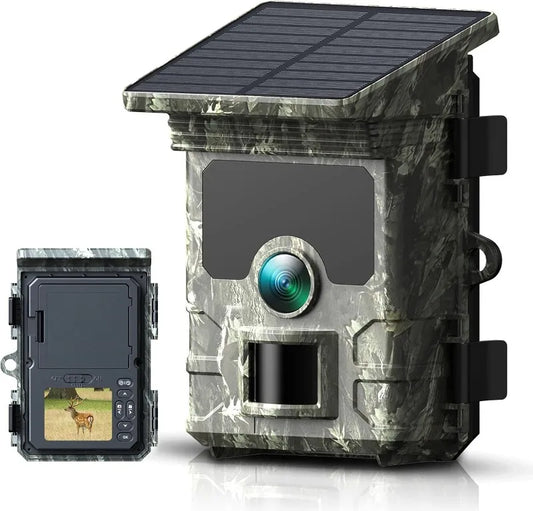 Solar Trail Camera - 30MP/2K Video - Solar Panel Charger -  Infrared Night Vision - Motion Camera