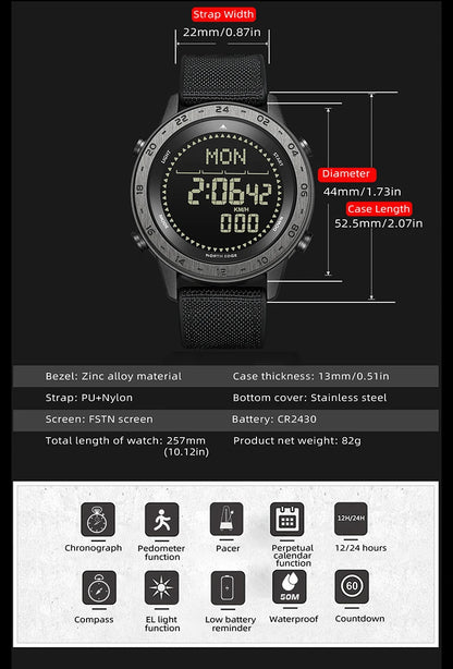 NORTH EDGE TANK 3 Smartwatch - Pedometer, Compass, Waterproof 50M