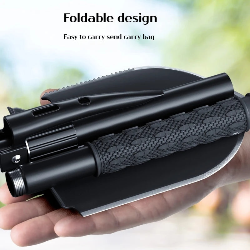 New Survival/Backpacking Folding Shovel & Pick - Steel Folding Spade with Serrated Edge & Carry Bag