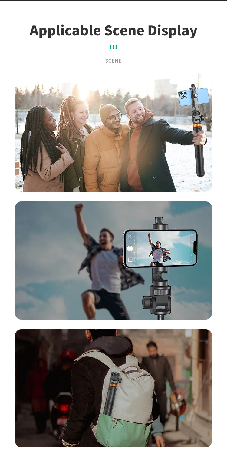 62" Phone Tripod, Tripod for Phone & Selfie Stick with Remote, Extendable Solid Travel Stand