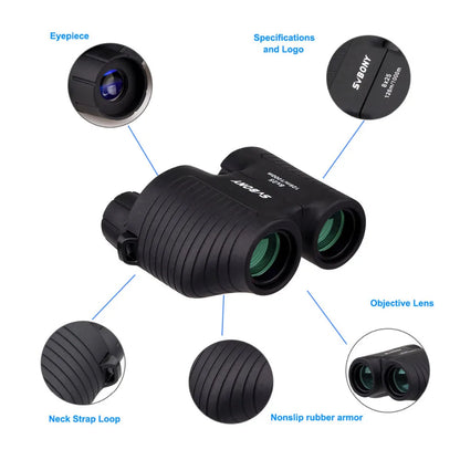 SVBONY SV10/SV10S 8x25 Compact Binoculars - Fixed Focus, Multi-coated Porro Prism Lenses