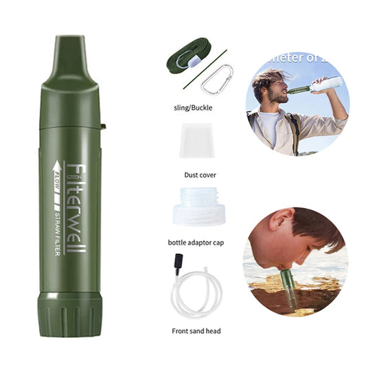 Filterwell Mini Portable Water Filter Straw - Water Filtration System - Emergency Survival Camping Water Purifier
