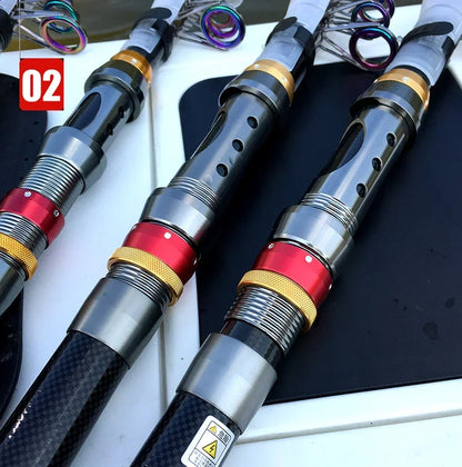Carbon Fiber Collapsible Fishing Rod and Reel -  1.8-3.6m and 5.2:1 Gear Ratio Stainless Reel with Line