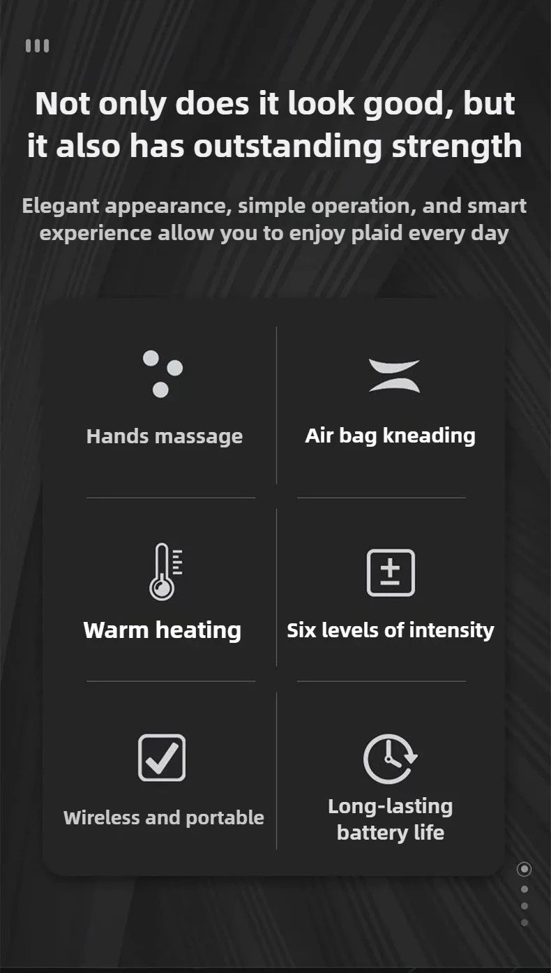 Cordless Hand Massager – Heat & Compression with 5 Intensity Levels, 5 Massage Modes, 2 Vibration Levels, and Travel Bag