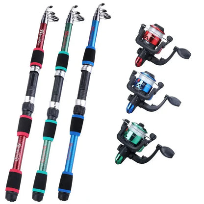 Collapsible Fishing Rod - Full Kids Fishing Kit With Travel Bag and Lures