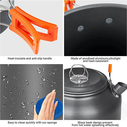 Camping Cooking Accessories Sets - Compact Nesting Camp Cookware - Lightweight Travel Tableware - Outdoor Picnic Set