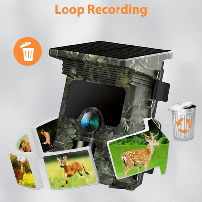 Solar Trail Camera - 30MP/2K Video - Solar Panel Charger -  Infrared Night Vision - Motion Camera