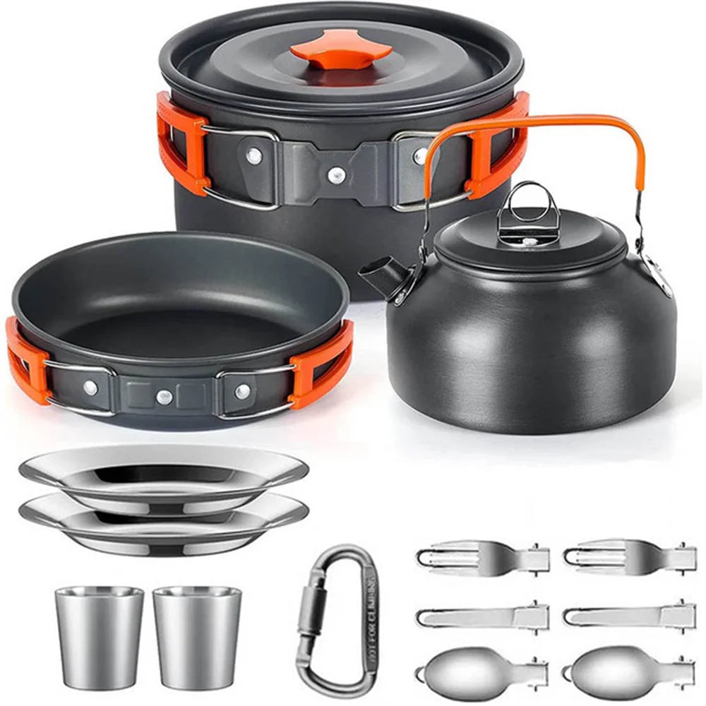 Camping Cooking Accessories Sets - Compact Nesting Camp Cookware - Lightweight Travel Tableware - Outdoor Picnic Set