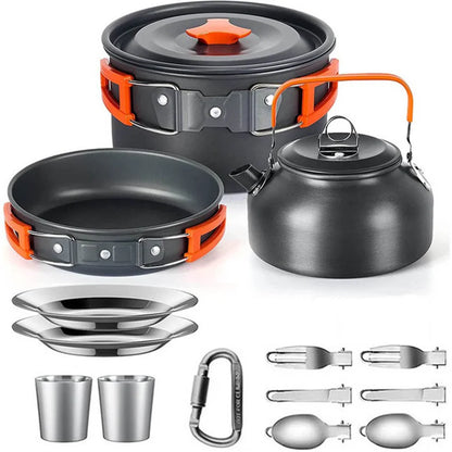 Camping Cooking Accessories Sets - Compact Nesting Camp Cookware - Lightweight Travel Tableware - Outdoor Picnic Set