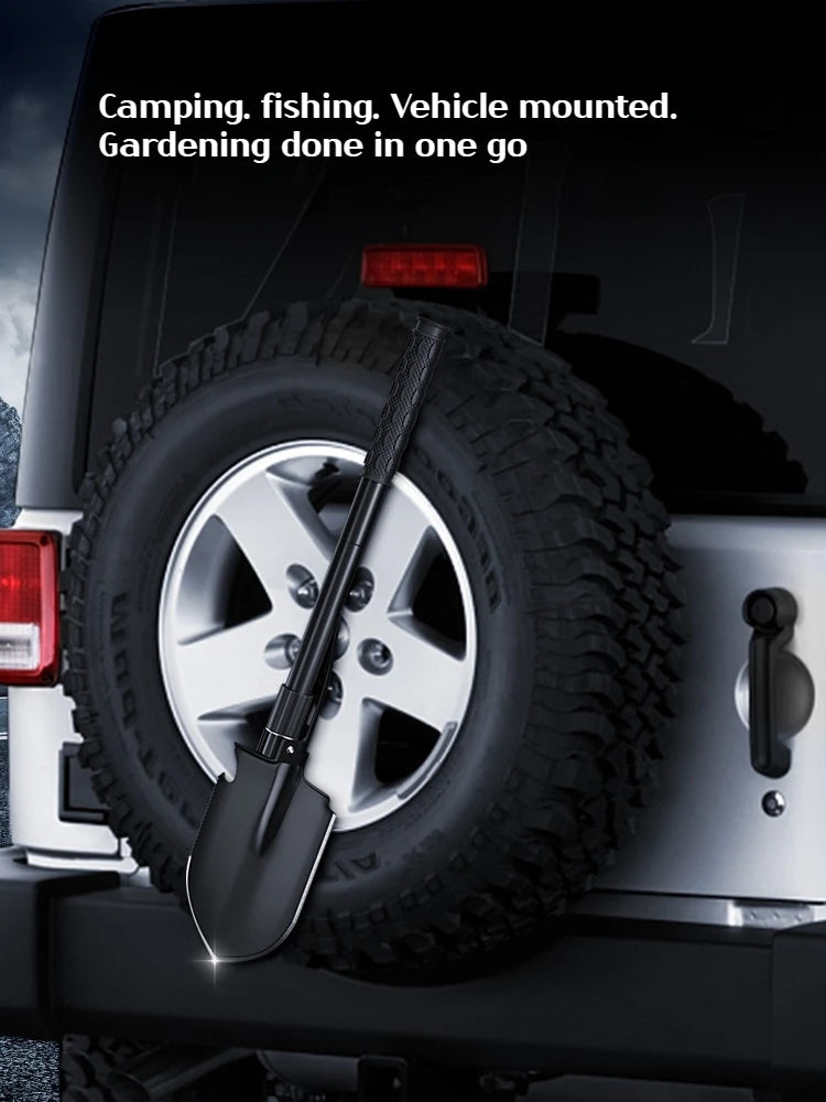 New Survival/Backpacking Folding Shovel & Pick - Steel Folding Spade with Serrated Edge & Carry Bag