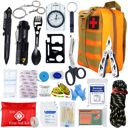 Emergency First Aid Kit With Molle Tactical Bag - Camping, Disaster, Survival, Accident Kit