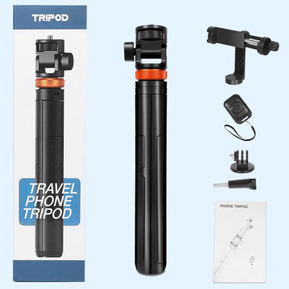 62" Phone Tripod, Tripod for Phone & Selfie Stick with Remote, Extendable Solid Travel Stand