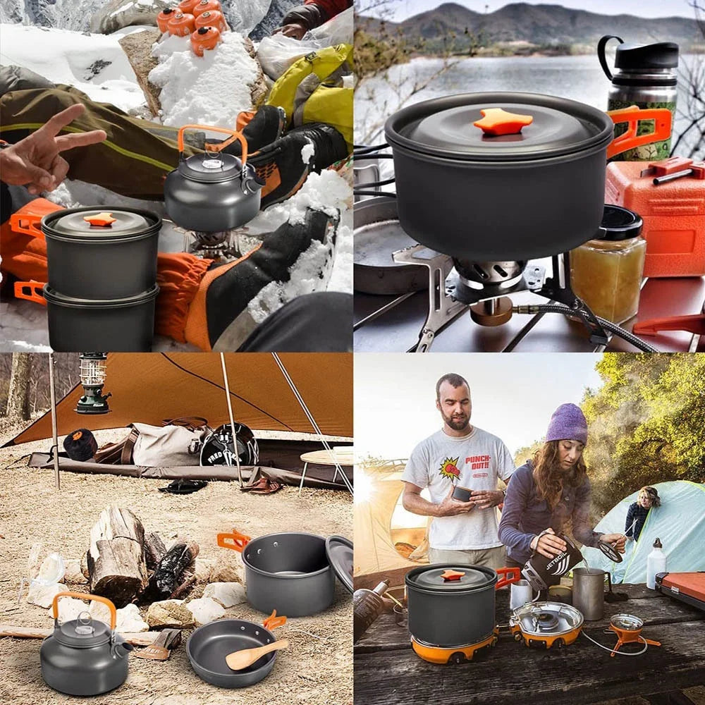 Camping Cooking Accessories Sets - Compact Nesting Camp Cookware - Lightweight Travel Tableware - Outdoor Picnic Set
