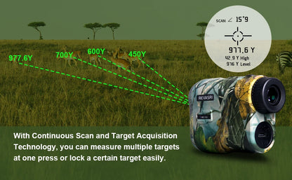 REVASRI Hunting Laser Rangefinder 1000 Yard Range - Rechargeable Battery - Target Acquisition Technology - Slope Compensation