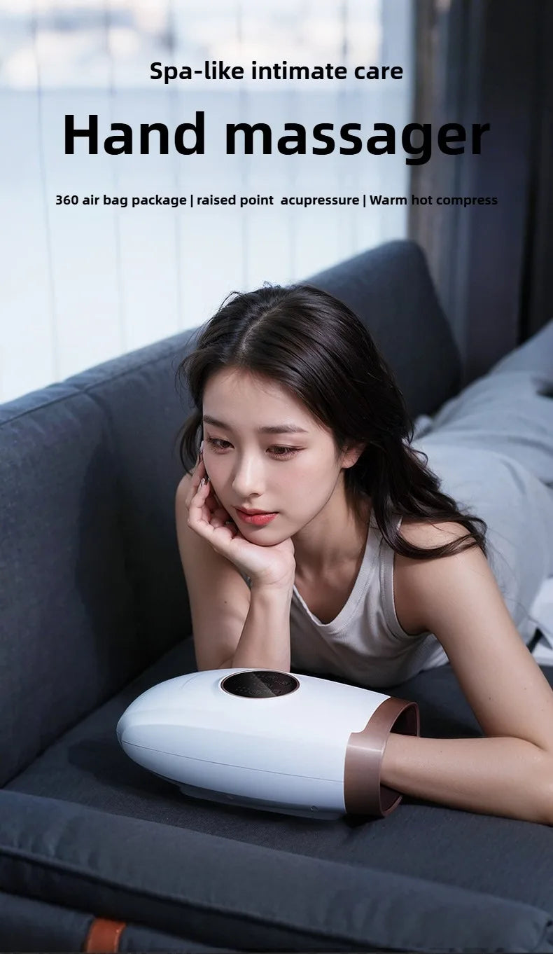 Cordless Hand Massager – Heat & Compression with 5 Intensity Levels, 5 Massage Modes, 2 Vibration Levels, and Travel Bag