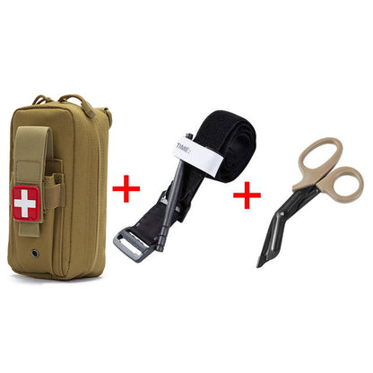 First Aid Tourniquet Kit - Emergency Medical Rescue EDC Pouch - Gauze, Scissors, Molle Survival Tool
