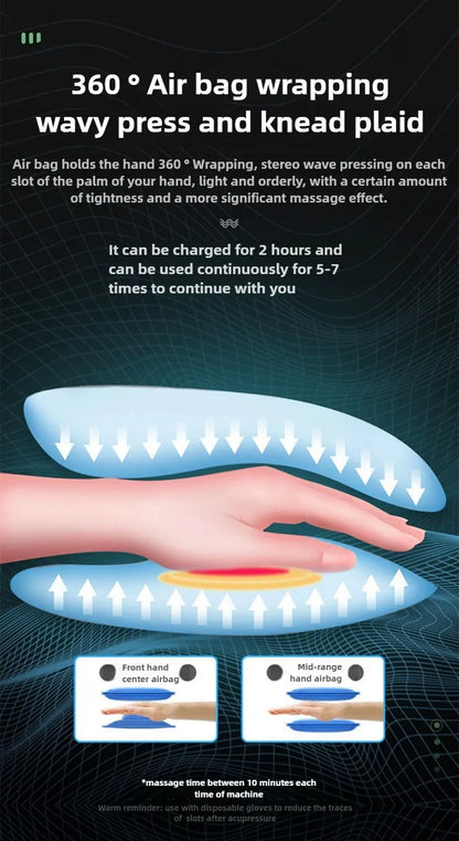Cordless Hand Massager – Heat & Compression with 5 Intensity Levels, 5 Massage Modes, 2 Vibration Levels, and Travel Bag