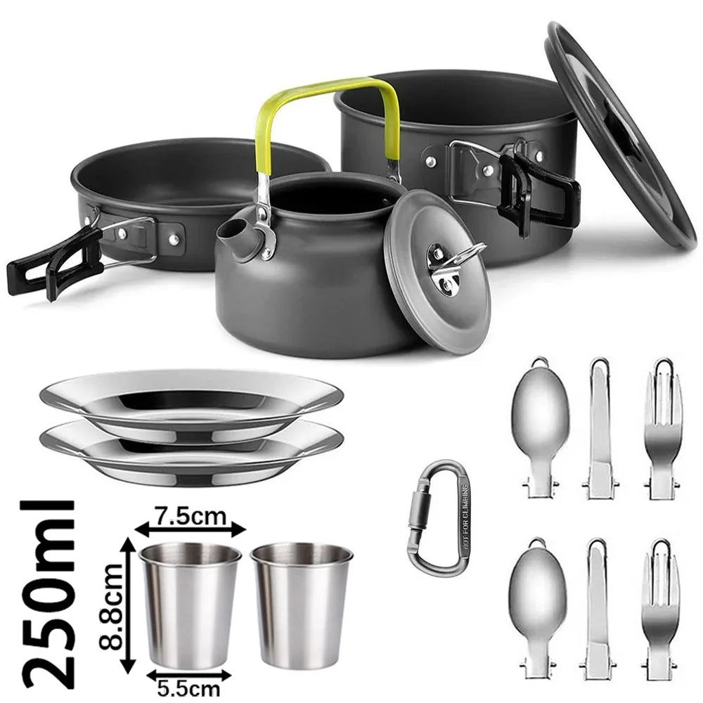 Camping Cooking Accessories Sets - Compact Nesting Camp Cookware - Lightweight Travel Tableware - Outdoor Picnic Set