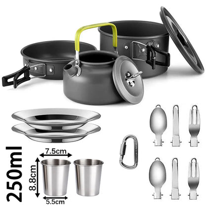 Camping Cooking Accessories Sets - Compact Nesting Camp Cookware - Lightweight Travel Tableware - Outdoor Picnic Set