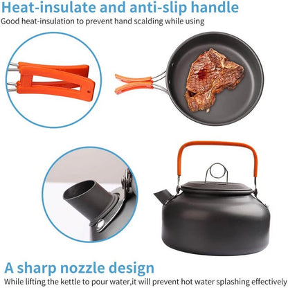 Camping Cooking Accessories Sets - Compact Nesting Camp Cookware - Lightweight Travel Tableware - Outdoor Picnic Set