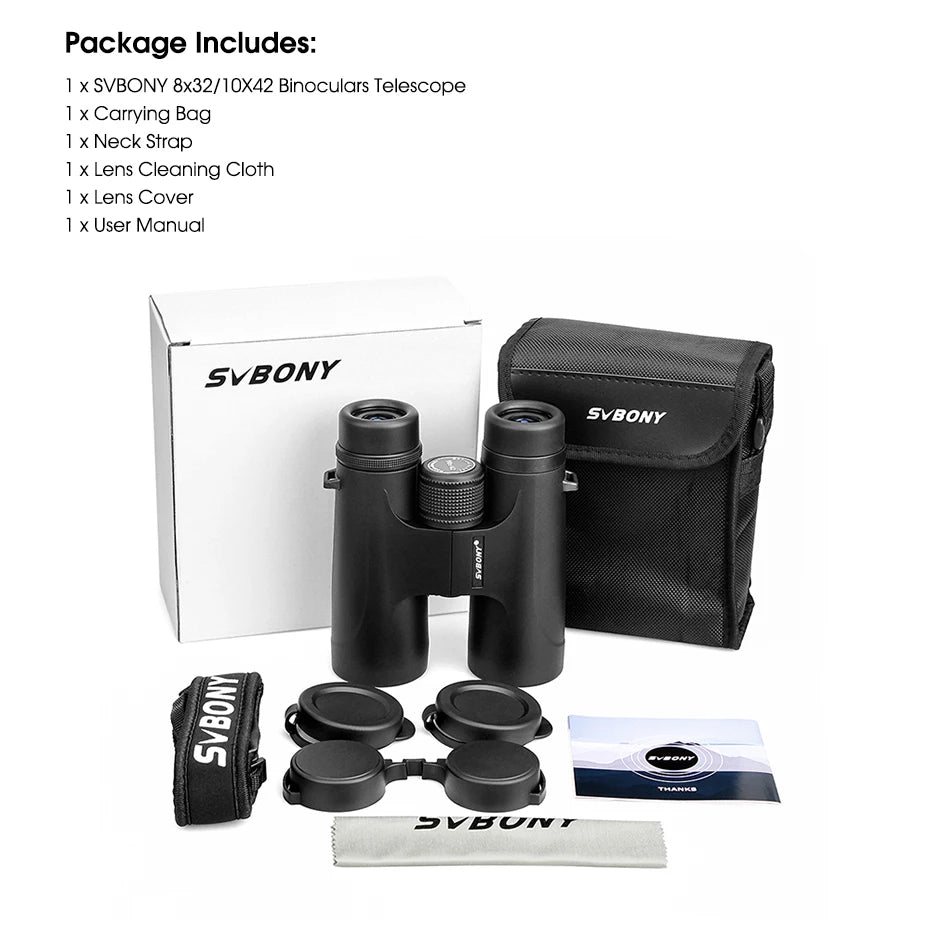 Svbony F9333A/F9333B 10X42/8X32 Binoculars - Powerful HD Lens Coatings, Long Range