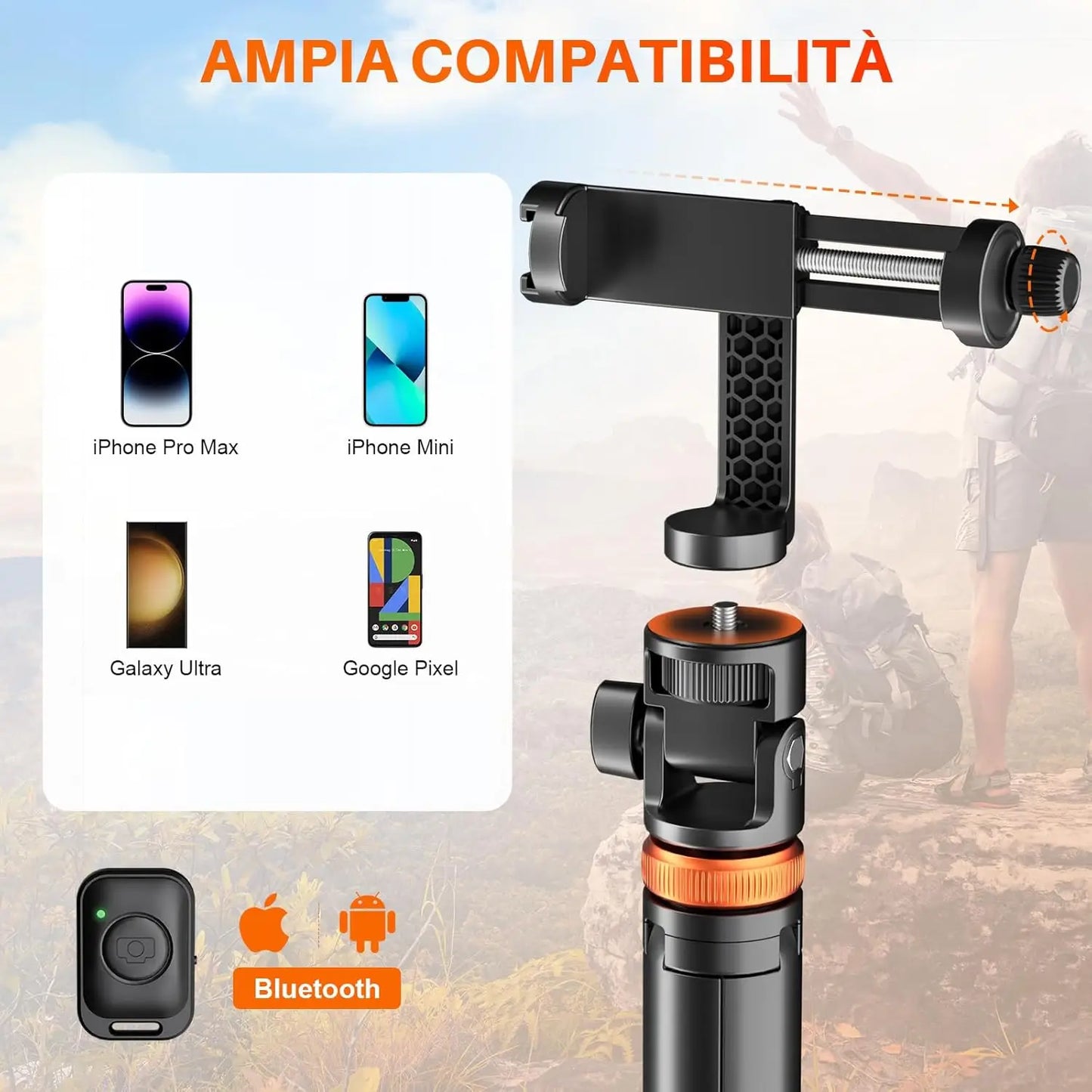 62" Phone Tripod, Tripod for Phone & Selfie Stick with Remote, Extendable Solid Travel Stand