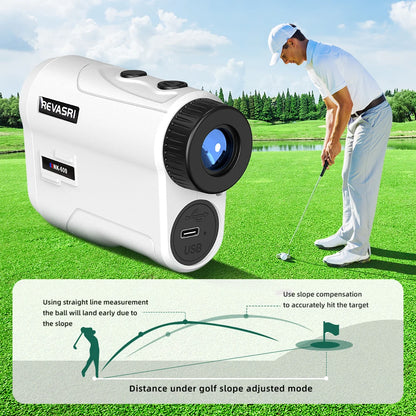 REVASRI 1000m/600m Golf Rangefinder with Slope and Flag Pole Lock Vibration - External Slope Switch - Rechargeable - Golf Tournament Legal