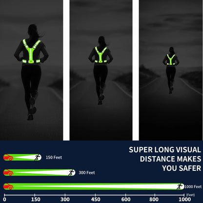 LED Illuminated Reflective Vest - High Visibility Straps - Rechargeable