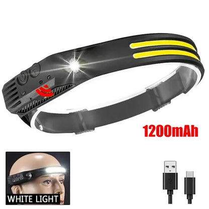 Lumi Light COB LED Headband - Waterproof Rechargeable Headlamp - Motion Sensing