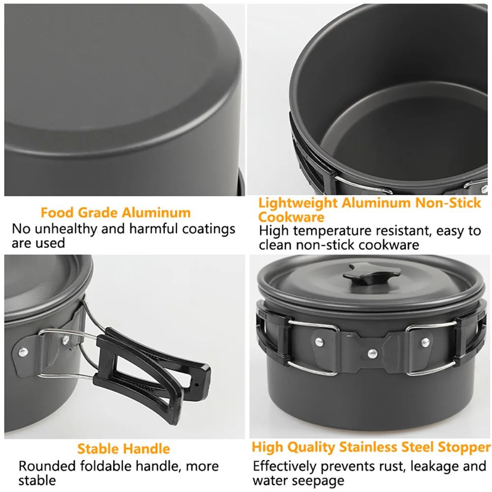 Camping Cooking Accessories Sets - Compact Nesting Camp Cookware - Lightweight Travel Tableware - Outdoor Picnic Set
