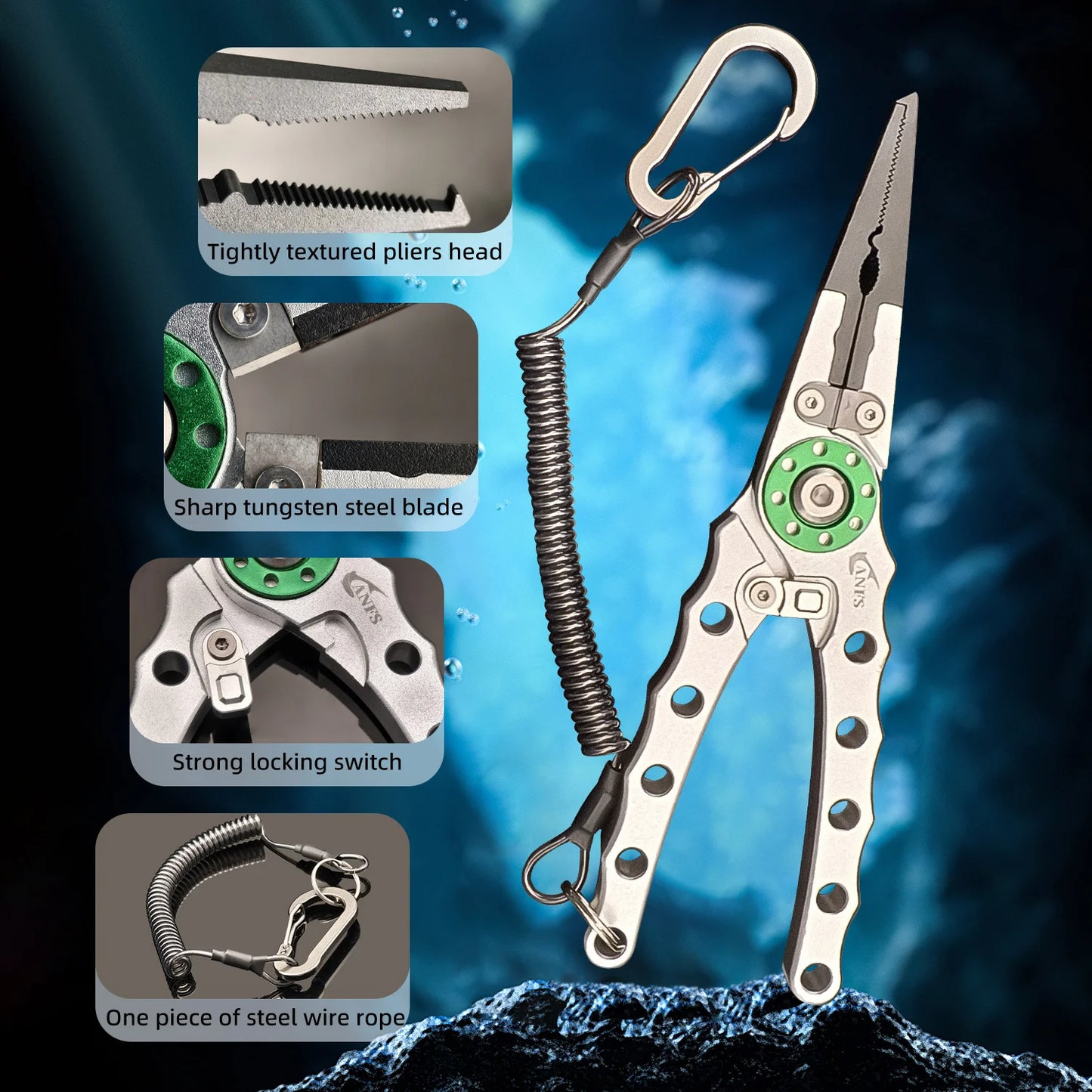 ANFS Fish Lip Gripper Pliers - Fishing Lip Gripper with Scale 40LB/18KG - Lockable Fish Gripping Pliers